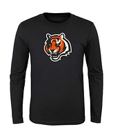 Big Boys and Girls Black Cincinnati Bengals Primary Logo Long Sleeve T-shirt