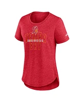 Women's Nike Heather Red Distressed Tampa Bay Buccaneers Fashion Tri-Blend T-shirt