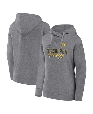 Women's Fanatics Heather Gray Pittsburgh Pirates Script Favorite Lightweight Fitted Pullover Hoodie