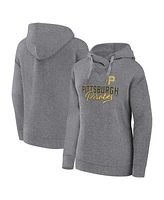 Women's Fanatics Heather Gray Pittsburgh Pirates Script Favorite Lightweight Fitted Pullover Hoodie