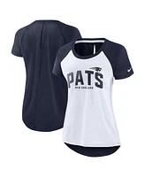 Women's Nike White, Navy New England Patriots Back Slit Lightweight Fashion T-shirt