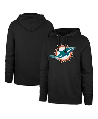 Men's '47 Brand Black Miami Dolphins Imprint Headline Pullover Hoodie