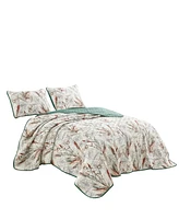 MarCielo 3 Piece Printed Quilt Set Lightweight Bedspread Set Sara - King