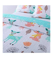 MarCielo 100% Cotton Kids Quilt Bedspread Set for Teens Girls Bedding Deer