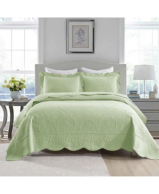 MarCielo 3 Pcs 100% Cotton Oversized Bedspread Set Lightweight Quilt Set Tx - King