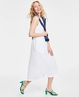 On 34th Round-Neck Ribbed-Bodice Midi Dress, Created for Macy's