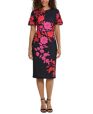 London Times Women's Floral Flutter-Sleeve Midi Dress