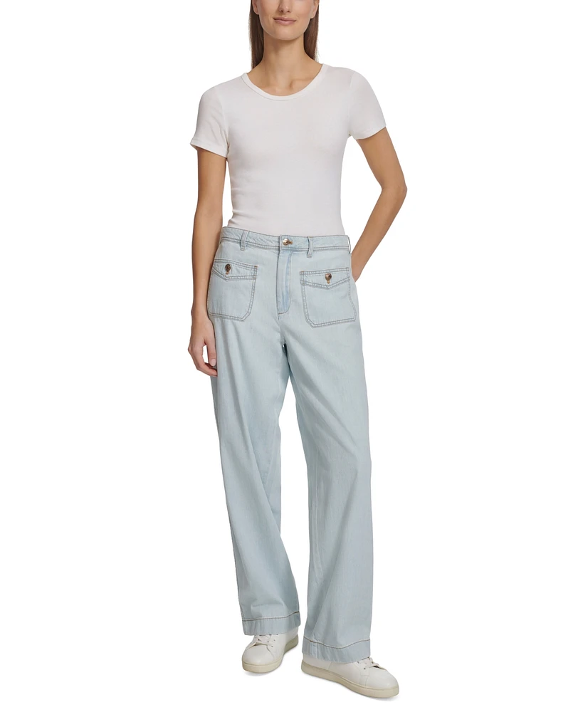 Nautica Jeans Women's Front Patch-Pocket Wide-Leg