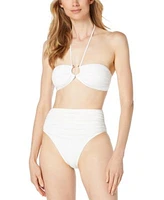 Michael Michael Kors Womens O Ring Bandeau Bikini Top High Waist Bottoms