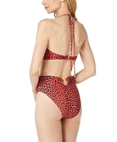 Michael Michael Kors Womens Animal Print O Ring Bikini Top Bottoms