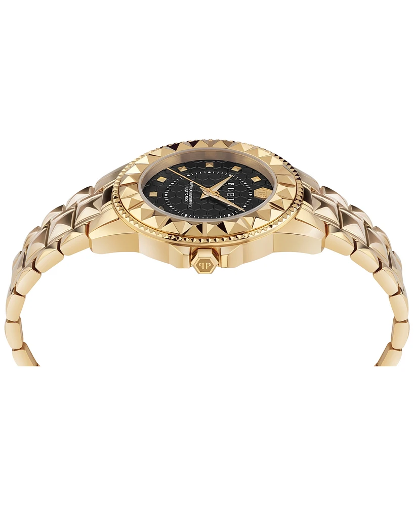 Philipp Plein Women's Lady Rock Gold Ion Plated Studded Stainless Steel Bracelet Watch 38mm