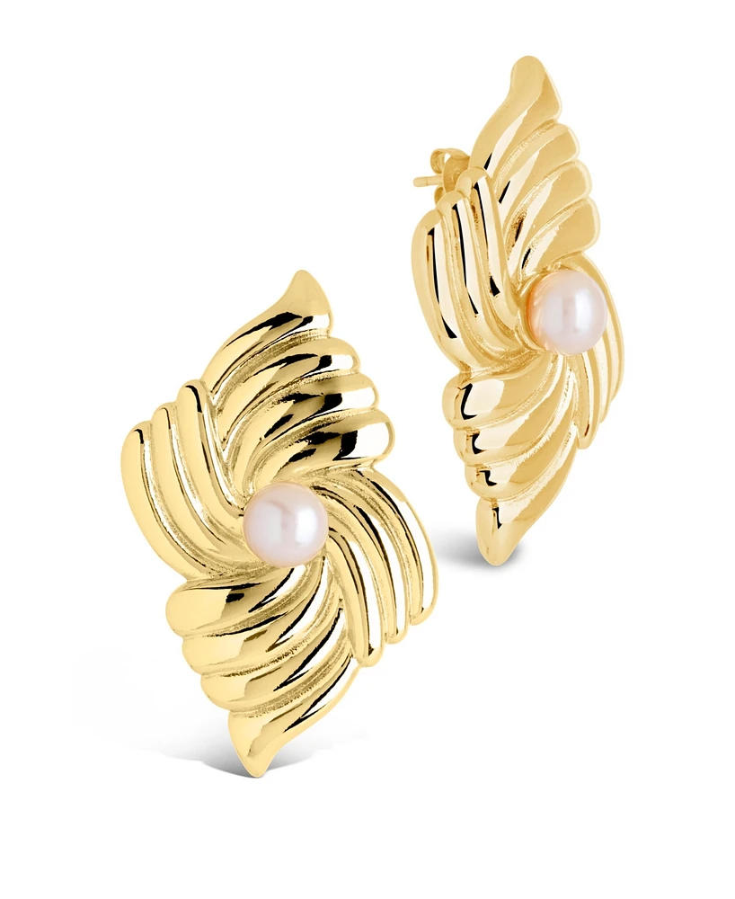 Sterling Forever Silver-Tone or Gold-Tone Freshwater Pearls Fantaisie Studs