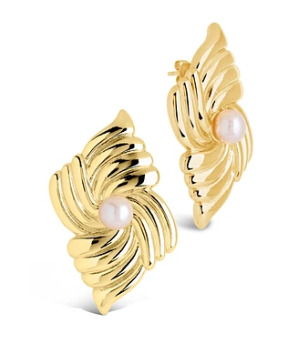 Sterling Forever Silver-Tone or Gold-Tone Freshwater Pearls Fantaisie Studs