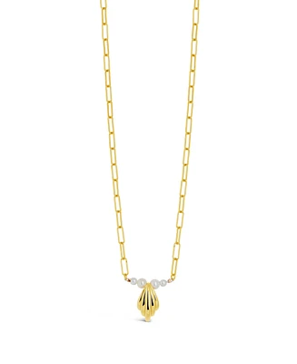 Sterling Forever Silver-Tone or Gold-Tone Cultured Shell Pearls With Pendant Cherie Necklace