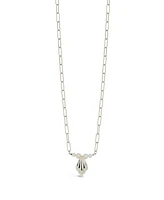 Sterling Forever Silver-Tone or Gold-Tone Cultured Shell Pearls With Shell Pendant Cherie Necklace