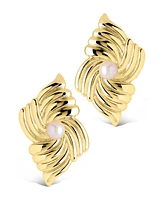 Sterling Forever Silver-Tone or Gold-Tone Freshwater Pearls Fantaisie Studs