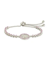 Sterling Forever Silver-Tone or Gold-Tone Pink Cubic Zirconia Butterfly Bindi Bolo Bracelet