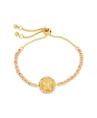 Sterling Forever Silver-Tone or Gold-Tone Pink Cubic Zirconia Butterfly Bindi Bolo Bracelet