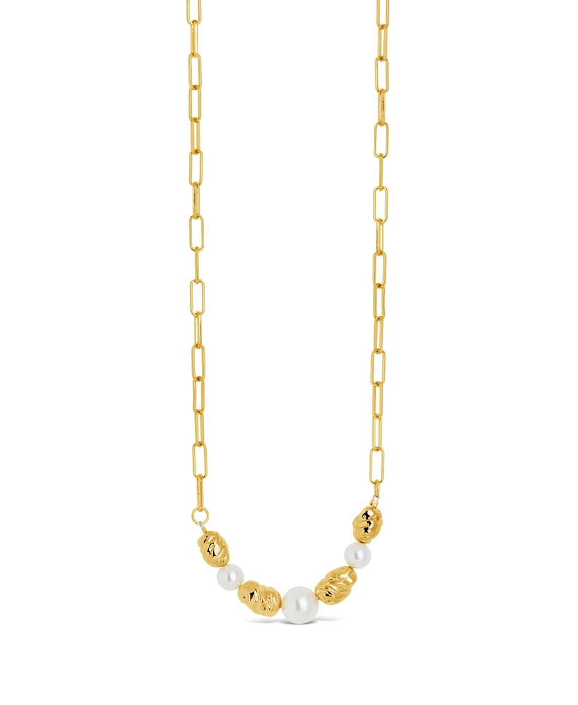 Sterling Forever Gold-Tone or Silver-Tone Beaded and Cultured Pearl Sylvie Statement Necklace