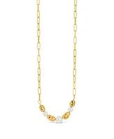 Sterling Forever Gold-Tone or Silver-Tone Beaded and Cultured Pearl Sylvie Statement Necklace