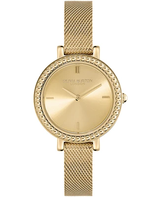 Olivia Burton Women's Vintage-Like Bead Gold-Tone Stainless Steel Mesh Watch 30mm