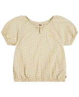 Levi's Little Girls Gingham Peasant Checkered Print Blouse