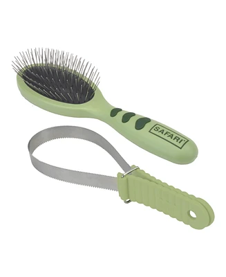 Coastal Pet Safari by Dog Brush & Shedding Tool Kit - Wire Pin Brush With Plastic Handle & Dual-Sided Dog Shedding Blade