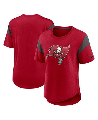 Women's Nike Heather Red Tampa Bay Buccaneers Primary Logo Fashion Top