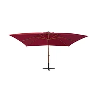 Cantilever Umbrella with Wooden Pole 157.5"x118.1" Bordeaux Red