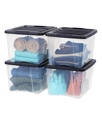 Iris Usa 40 Quart Stackable Plastic Storage Bins with Lids and Latching Buckles, 4 Pack