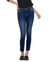 Vervet Women's Mid Rise Raw Hem Cropped Skinny Jeans
