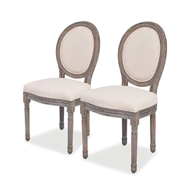 Dining Chairs 2 pcs Cream Fabric