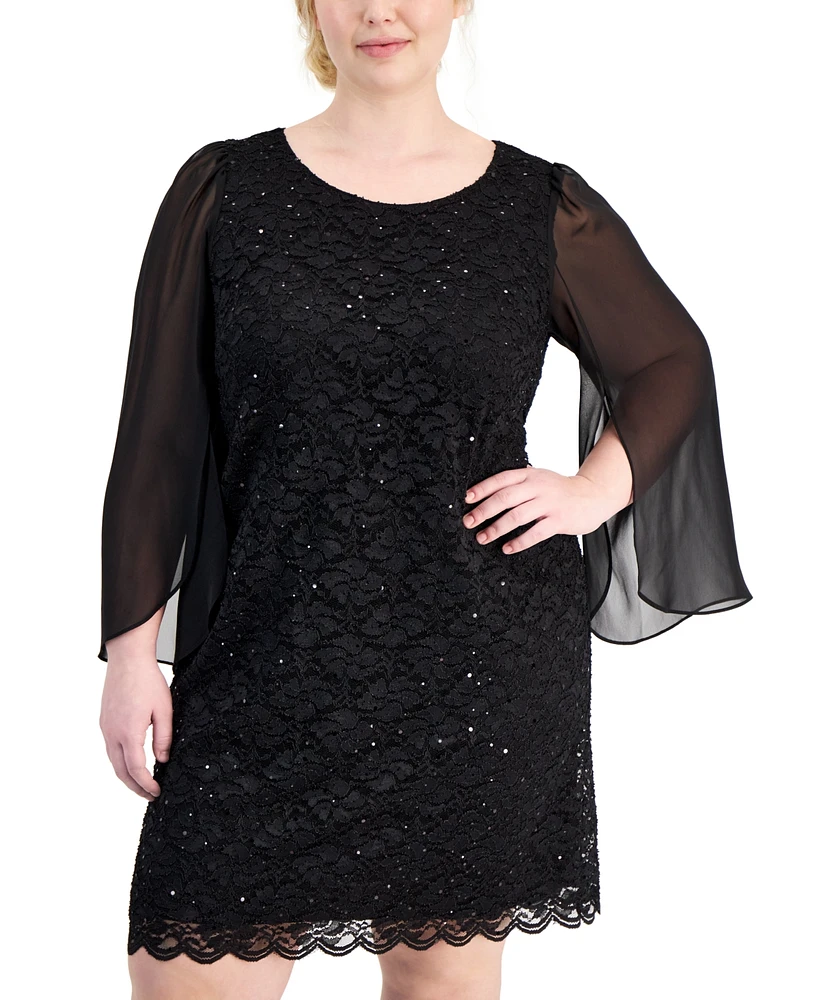 Connected Plus Sequined Lace Sheath Dress