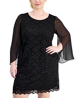 Connected Plus Size Sequined Lace Sheath Dress