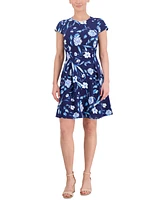 Jessica Howard Petite Floral-Print Cap-Sleeve Dress