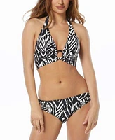 Carmen Marc Valvo Womens Animal Print O Ring Bikini Top Bottoms