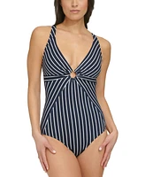 Tommy Hilfiger Women's Striped O-Ring One-Piece Swimsuit