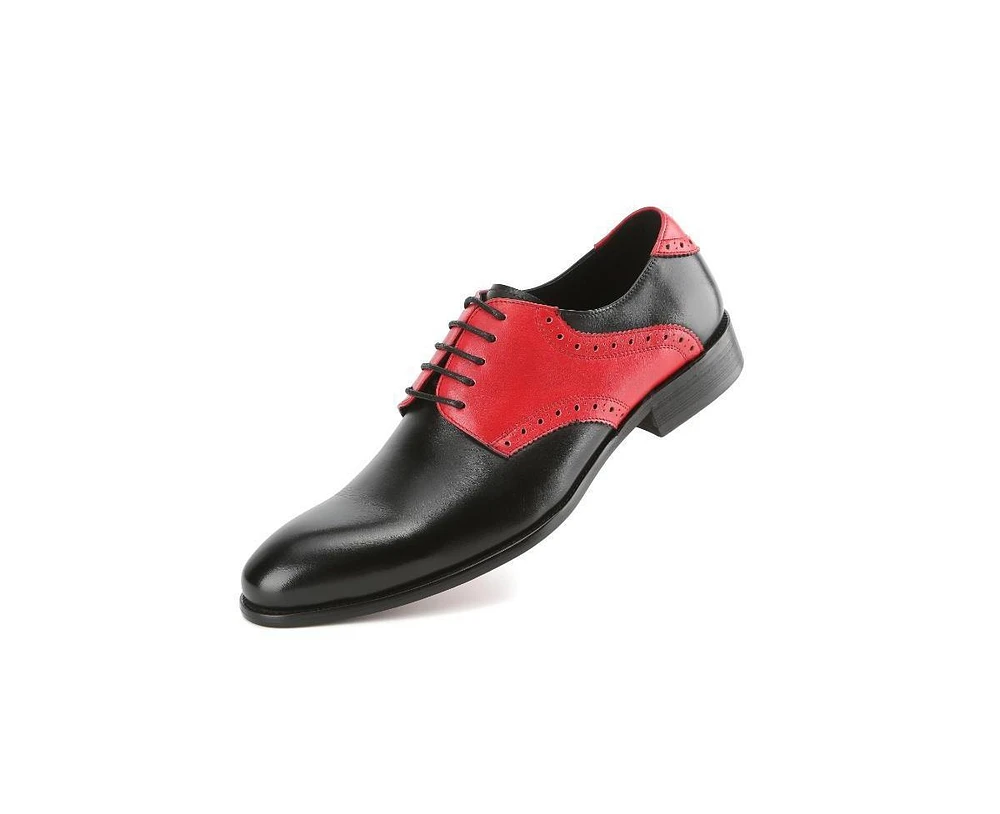Gino Vitale Men's Handcrafted Genuine Leather Brogue Contrast Dress Shoe
