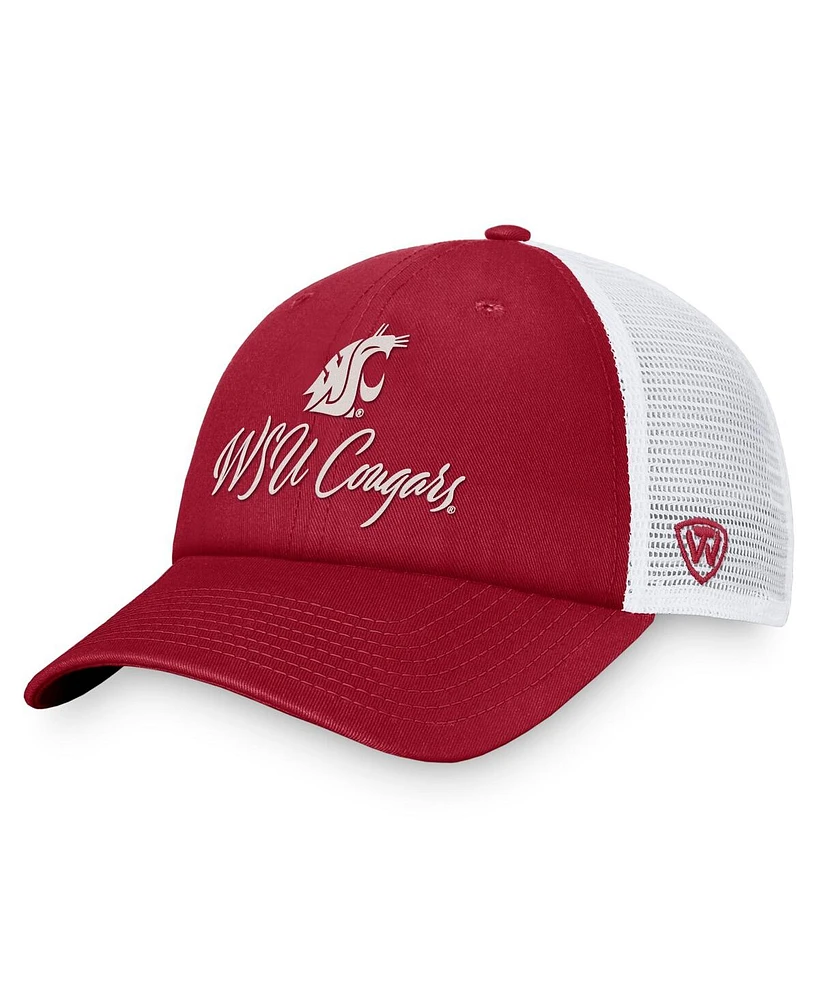 Women's Top of the World Crimson, White Washington State Cougars Charm Trucker Adjustable Hat