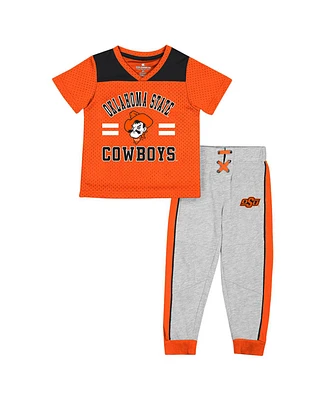 Toddler Boys and Girls Colosseum Orange, Heather Gray Oklahoma State Cowboys Ka-Boot-It Jersey Pants Set