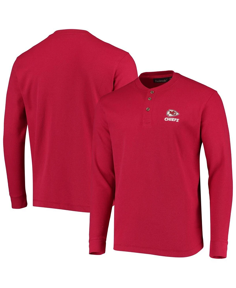 Men's Dunbrooke Red Kansas City Chiefs Logo Maverick Thermal Henley Long Sleeve T-shirt