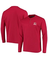 Men's Dunbrooke Red Kansas City Chiefs Logo Maverick Thermal Henley Long Sleeve T-shirt