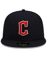 Men's New Era Navy Cleveland Guardians Road Authentic Collection On-Field 59FIFTY Fitted Hat
