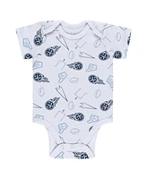 Baby Boys and Girls Wear by Erin Andrews Gray, Navy, White Tennessee Titans Three-Piece Turn Me Around Bodysuits and Pant Set