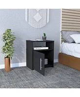 Depot E-shop Omaha Nightstand, Single Door Cabinet, Metal Handle, One Shelf, Superior Top