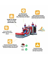 JumpOrange Titanium Commercial Grade Bounce House Water Slide Combo with Pool for Kids and Adults (with Blower), Basketball Hoop, Wet Dry Use, Outdoor