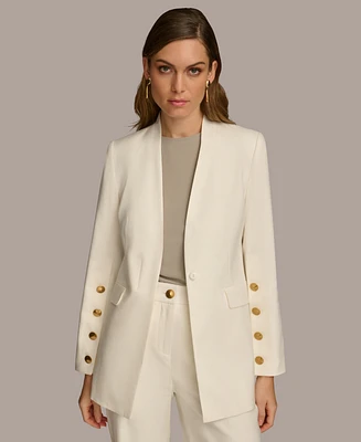 Donna Karan Women's Linen-Blend Button-Sleeve Blazer