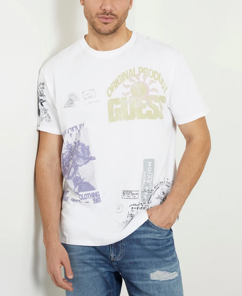 Guess Men's Faded Stamp Graphic Crewneck T-Shirt