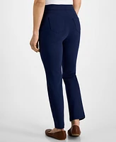 Style & Co Petite Mid Rise Pull On Straight Leg Ponte Pants, Created for Macy's