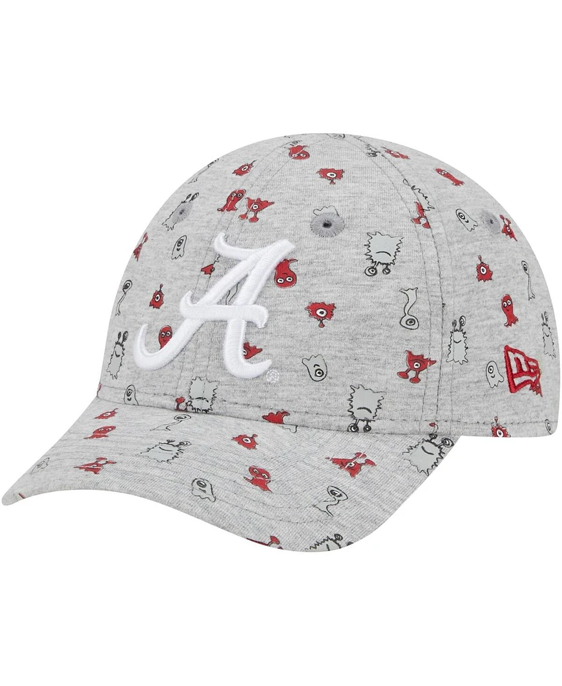 Toddler Boys and Girls New Era Heather Gray Alabama Crimson Tide Allover Print Critter 9FORTY Flex Hat